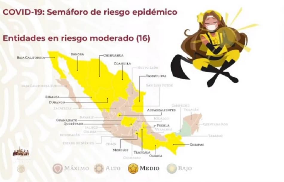 Sinaloa pasa a color amarillo en el semáforo de riesgo; Campeche, primer estado en verde