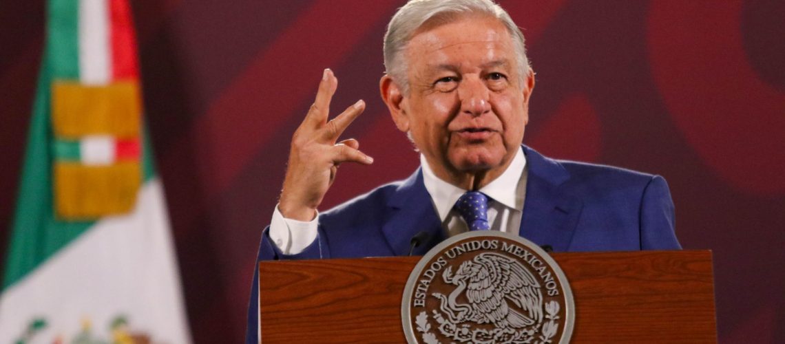CIUDAD DE MÉXICO, 17JULIO2023.- Andrés Manuel López Obrador, Presidente de México, encabezó la mañanera en Palacio Nacional, en dónde si informo de los avances del Tren Maya 
FOTO: MOISÉS PABLO/CUARTOSCURO.COM
