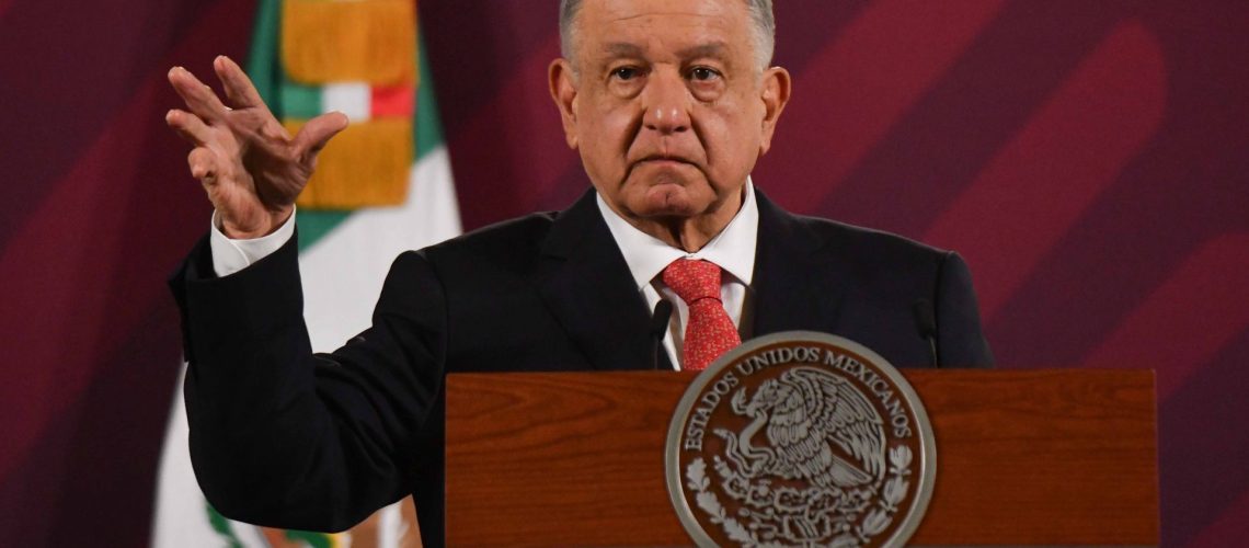 CIUDAD DE MÉXICO, 07DICIEMBRE2023.- Andrés Manuel López Obrador, presidente de México, durante su intervención en la conferencia de prensa matutina realizada en Palacio Nacional.
FOTO: MARIO JASSO/CUARTOSCURO.COM