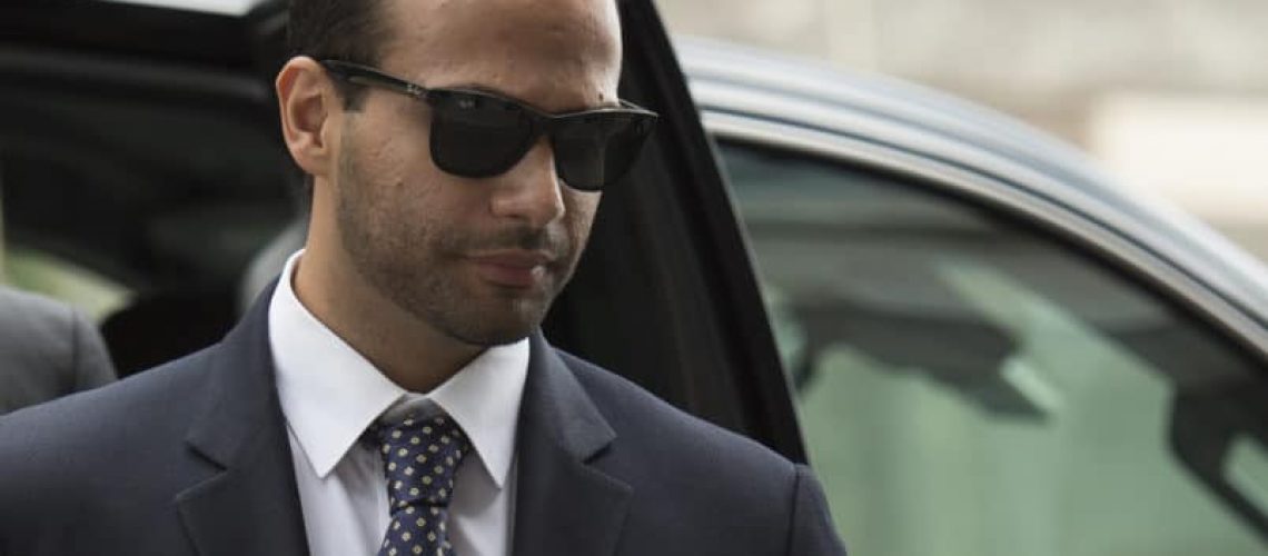 Foreign policy advisor to US President Donald Trump's election campaign, George Papadopoulos, arrives at US District Court for his sentencing in Washington, DC on September 7, 2018. (Photo by ANDREW CABALLERO-REYNOLDS / AFP)        (Photo credit should read ANDREW CABALLERO-REYNOLDS/AFP/Getty Images)
