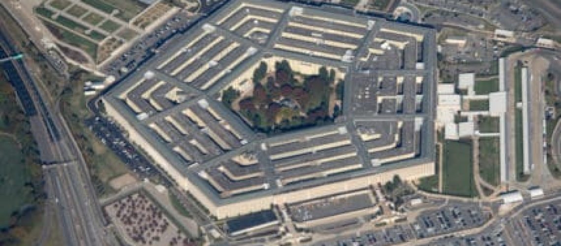(FILES) In this file photo taken on October 30, 2018 the Pentagon is seen from an airplane over Washington, DC. - The US Defense Department said on April 18, 2020 that it would extend travel restrictions through June 30 in a bid to curb the spread of the coronavirus, but will allow for some redeployments and repatriation of troops serving abroad. (Photo by SAUL LOEB / AFP)