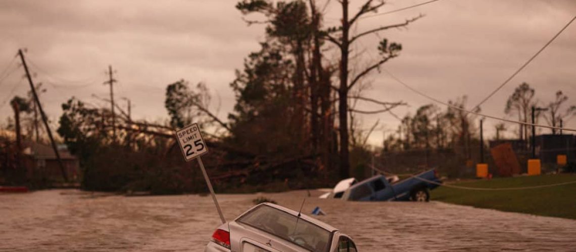Vehicles sit partially submerged in floodwaters after Hurricane Michael hit in Panama City, Florida, U.S., on Wednesday, Oct. 10, 2018. Hurricane Michael became the strongest storm to hit the U.S. mainland since 1992, and one of the four most intense in history, with winds that reached 155 miles per hour as it made landfall in Florida. Photographer: Luke Sharrett/Bloomberg via Getty Images