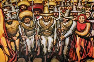 PARTE DEL MURAL DEL PORFIRISMO A LA REVOLUCIÓN. La obra ubicada en el Museo Nacional de Historia fue creada por David Alfaro Siqueiros.
